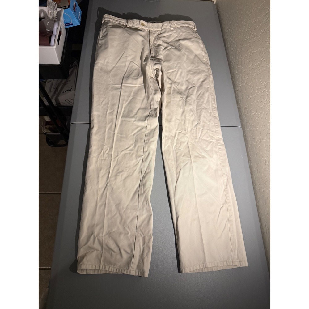 Peter Millar Raleigh Washed Twill Flat Front Pants Mens 33 Khaki Chino MC00B84
